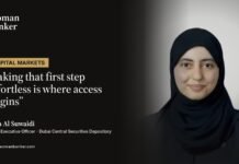 Afra Al Suwaidi Welcomes EFG Hermes’ Digital DFM Onboarding as Dubai Widens Market Access Woman Banker card: Afra Al Suwaidi, Chief Executive Officer of Dubai Central Securities Depository, with her quote "Making that first step effortless is where access begins"